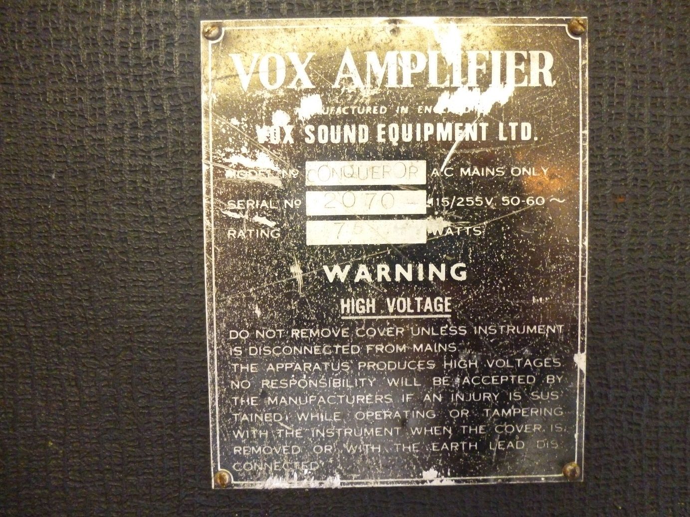 vox amp serial number dating
